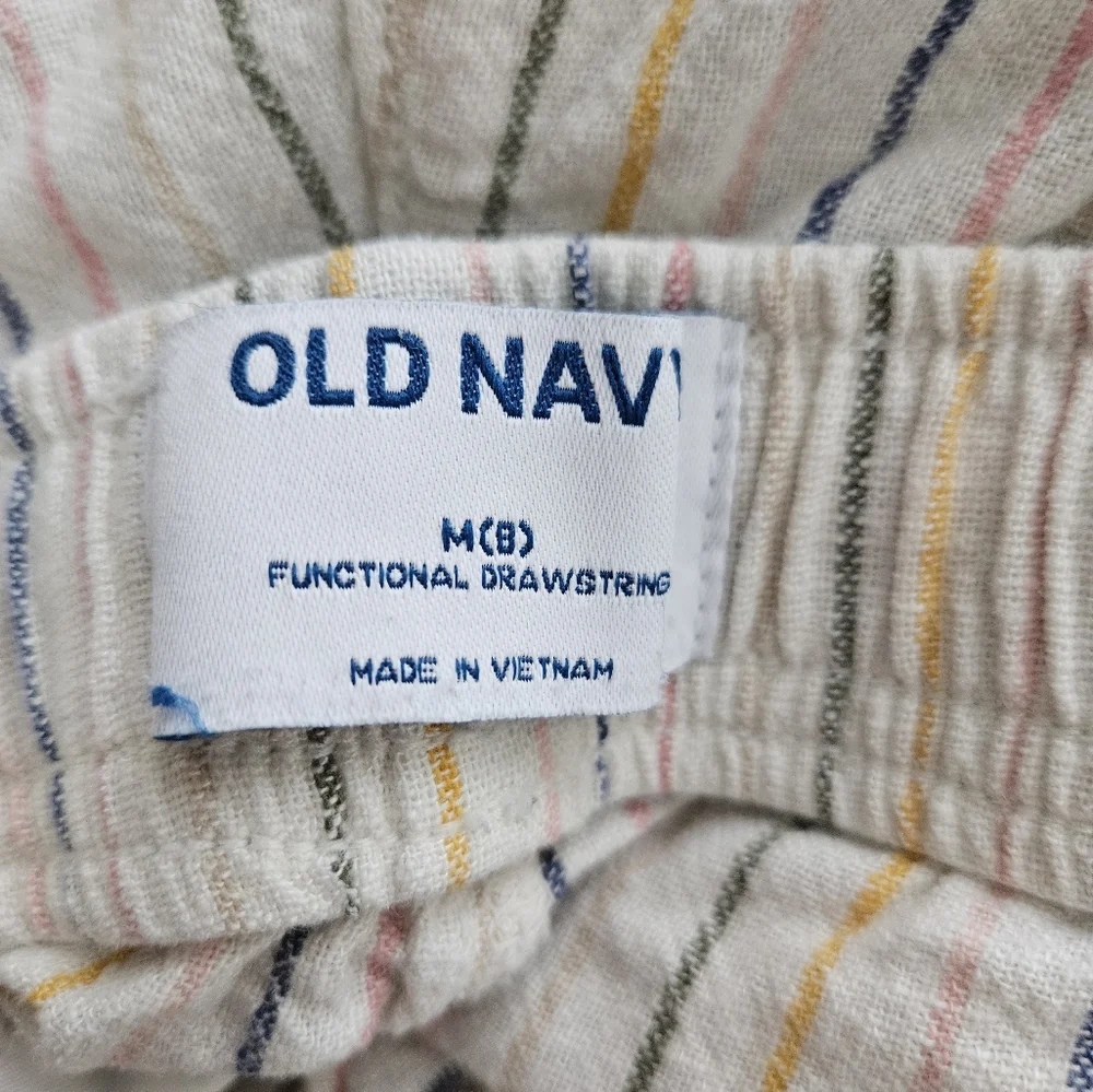 Old Navy Kids Striped Linen Blend Shorts Elastic Waist Drawstring Size M‎ 8